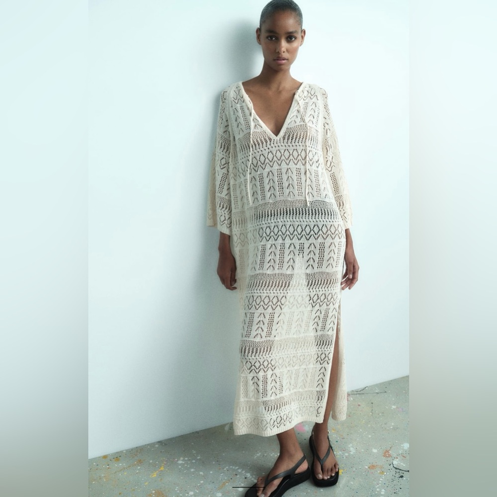 Zara Pointelle Knit Swim Tunic